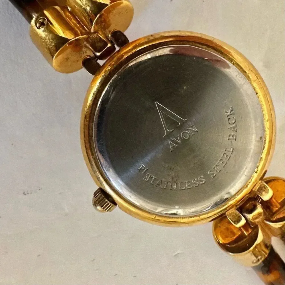 Avon faux tortoise vintage watch/ bracelet.
